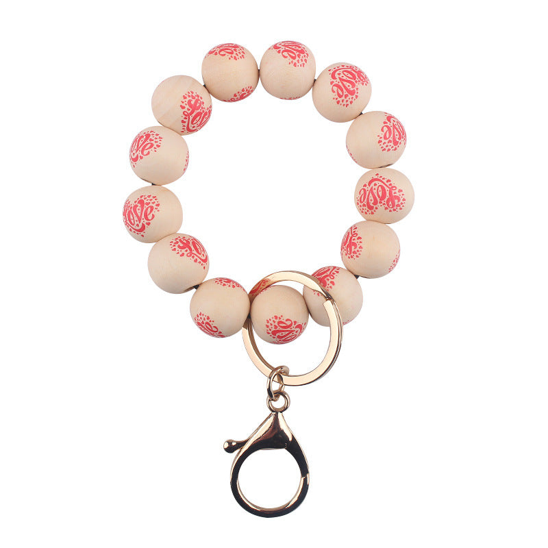 Wholesale  Creative DIY Valentine's Day Wooden Beads Beaded Bracelet Keychain