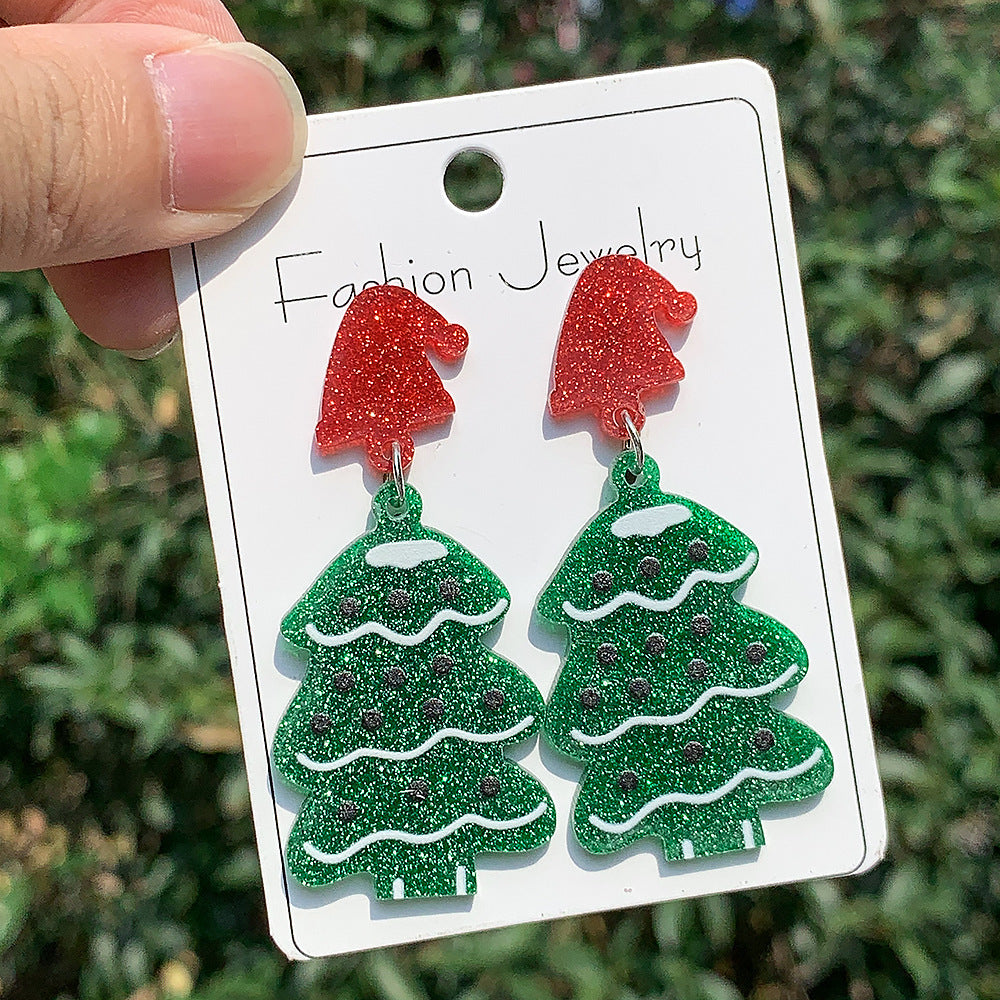 Wholesale Christmas Series   Acrylic Tree Wine Glass Earrings