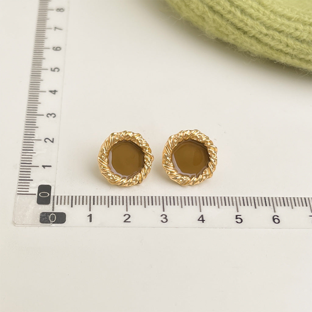 Wholesale Retro Green Oil Drop Flower Earrings