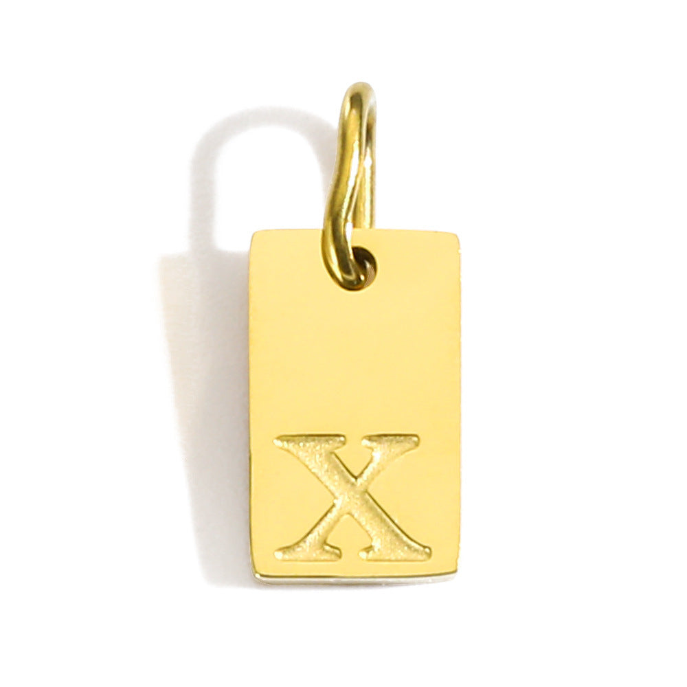 Wholesale Square brand 26 English letters stainless steel vacuum plated 14K 18K gold pendant
