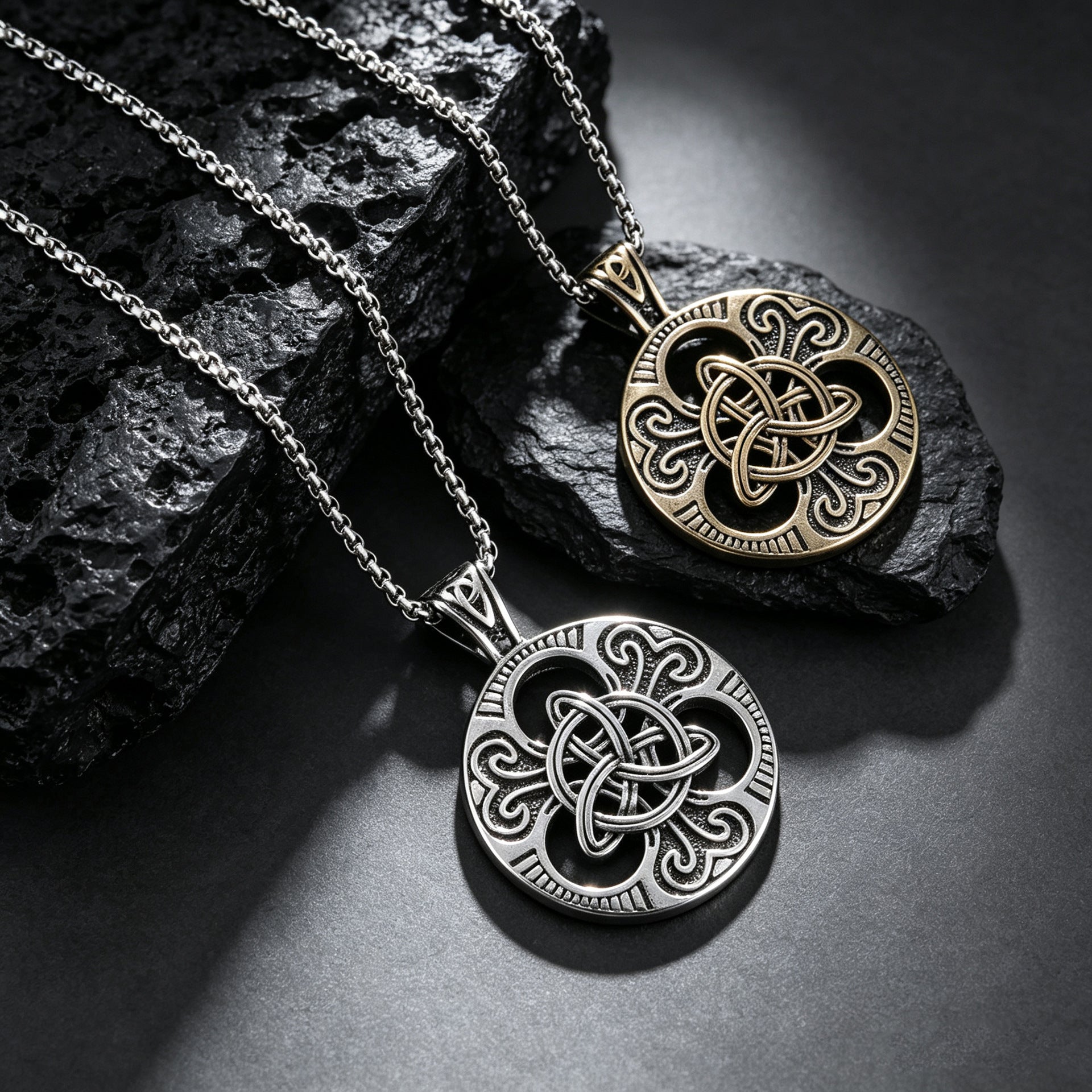 Wholesale Dark Style Celtic Knot Necklace Stainless Steel Geometric Pendant Fashion Jewelry Accessory