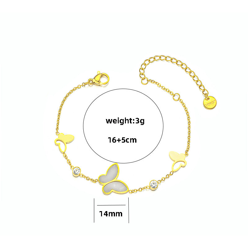 Wholesale Titanium Steel Bracelets Hollow Mother-of-Pearl Butterfly Bracelets ACC-BT-Kouz001