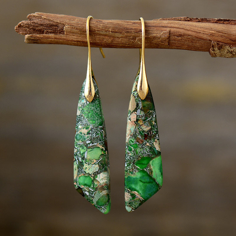 Wholesale Bohemian Imperial Stone Natural Stone Geometric Dangle Earrings ACC-ES-LZ001