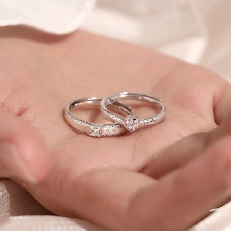 Wholesale 925 Sterling Silver Heart Signal Couple's Ring