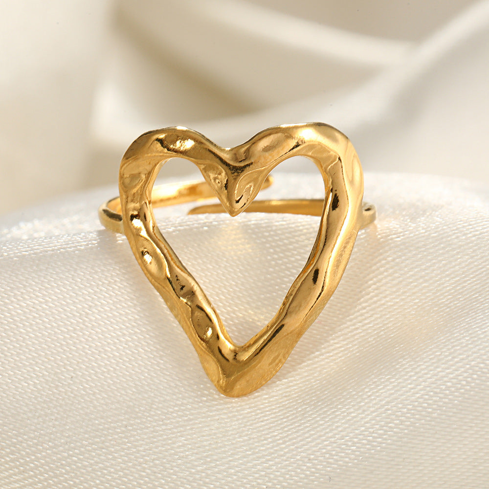 Wholesale Line Hearts Butterfly Irregular Stainless Steel Open Rings  ACC-RS-TaiMei004