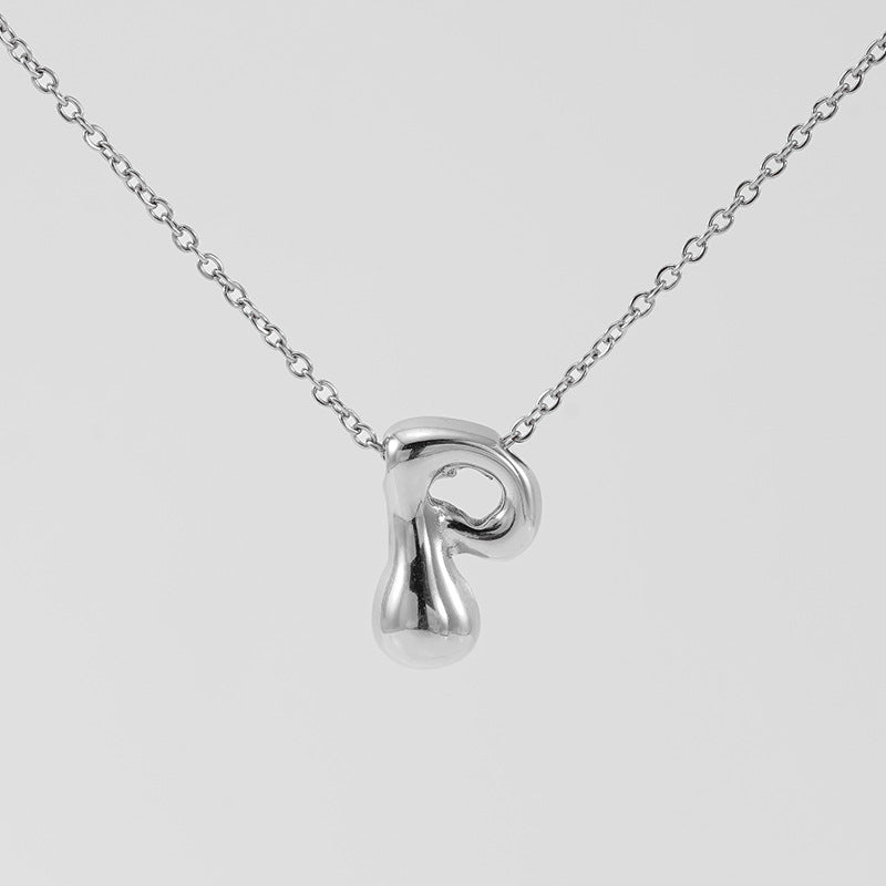 Wholesale  titanium steel smooth bubble letter necklace