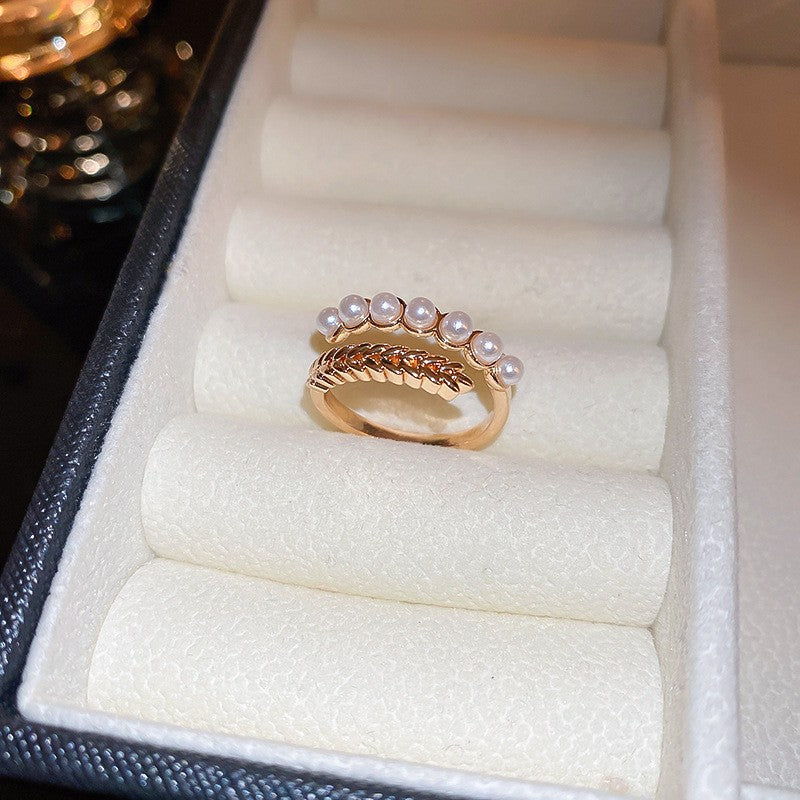 Wholesale Plated Fresh Water Pearl Zircon Butterfly Ring