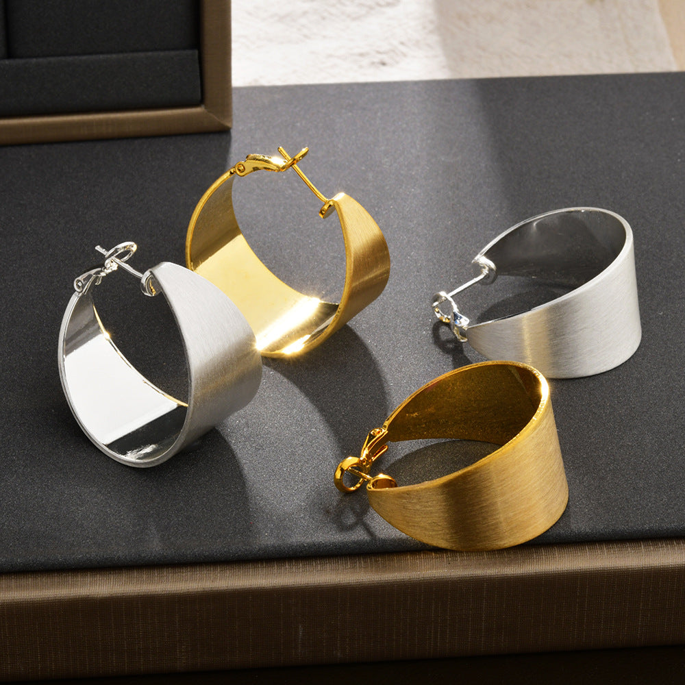 Wholesale  Exaggerated Personality Wide Noodles Wire-brushed Earrings