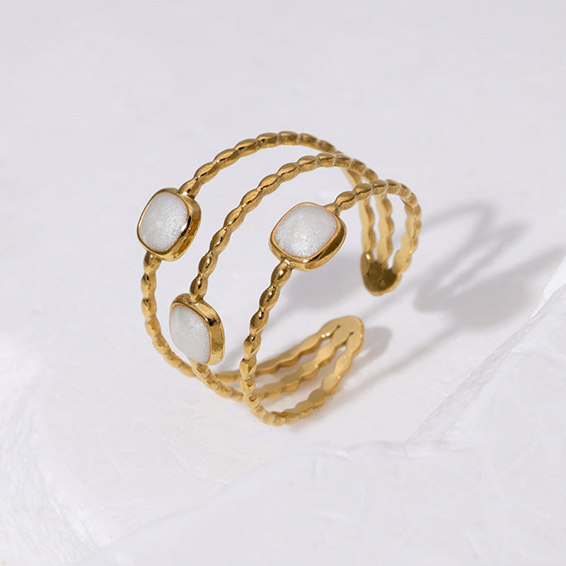 Wholesale Geometric Design Open Ring For Women 18K Gold Plated Simple Stainless Steel Trendy Jewelry Gift