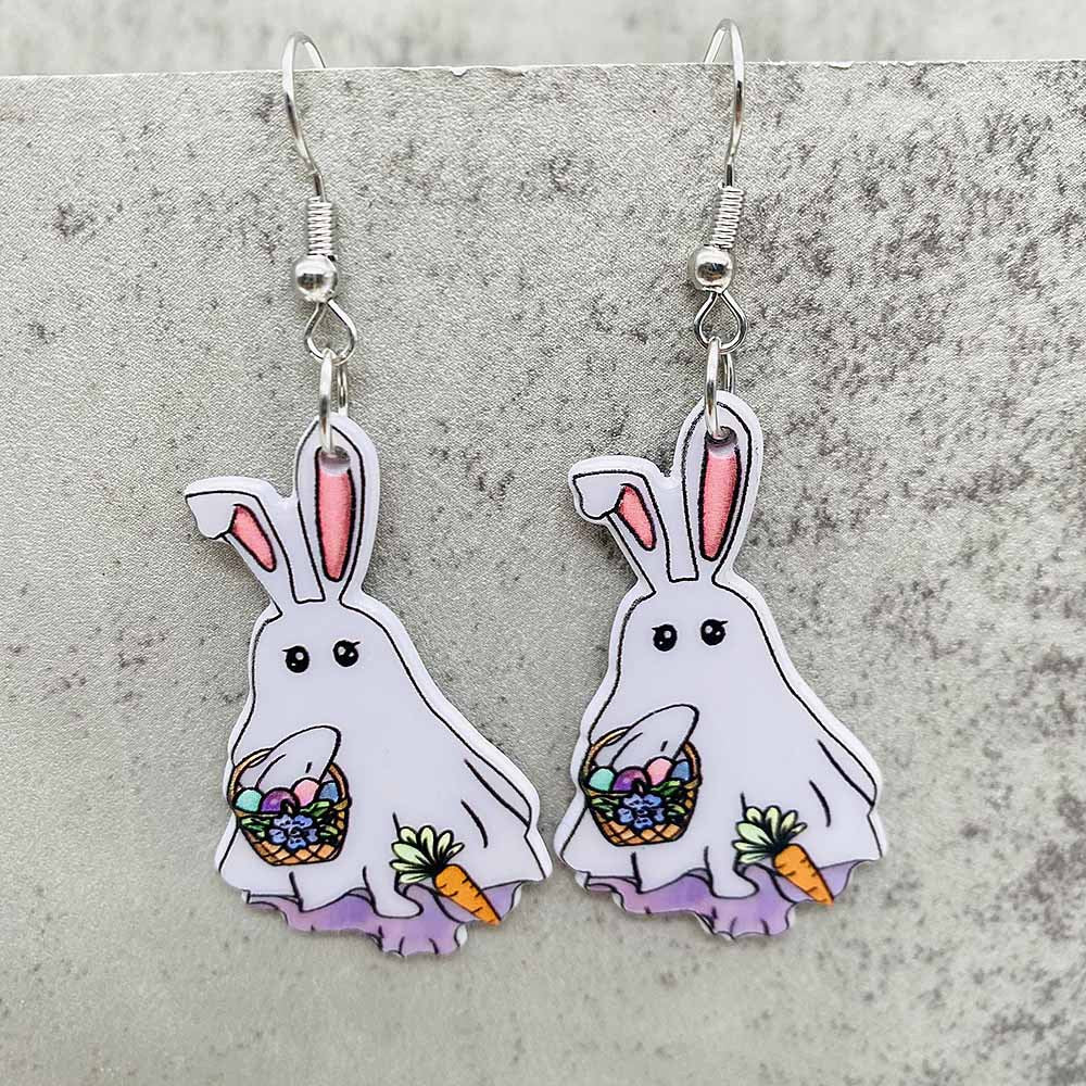 Wholesale  Easter leopard print rabbit carrot acrylic earrings