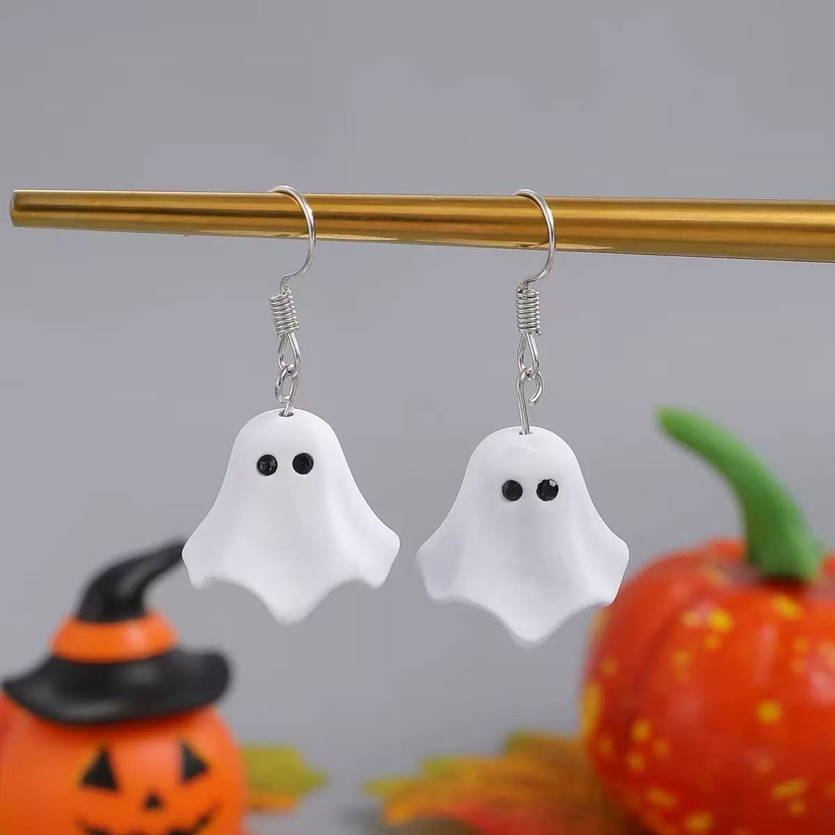Wholesale  Cute White Ghost Earrings,  Trendy Zinc Alloy Jewelry Accessory for Party Gift Boutique Resale