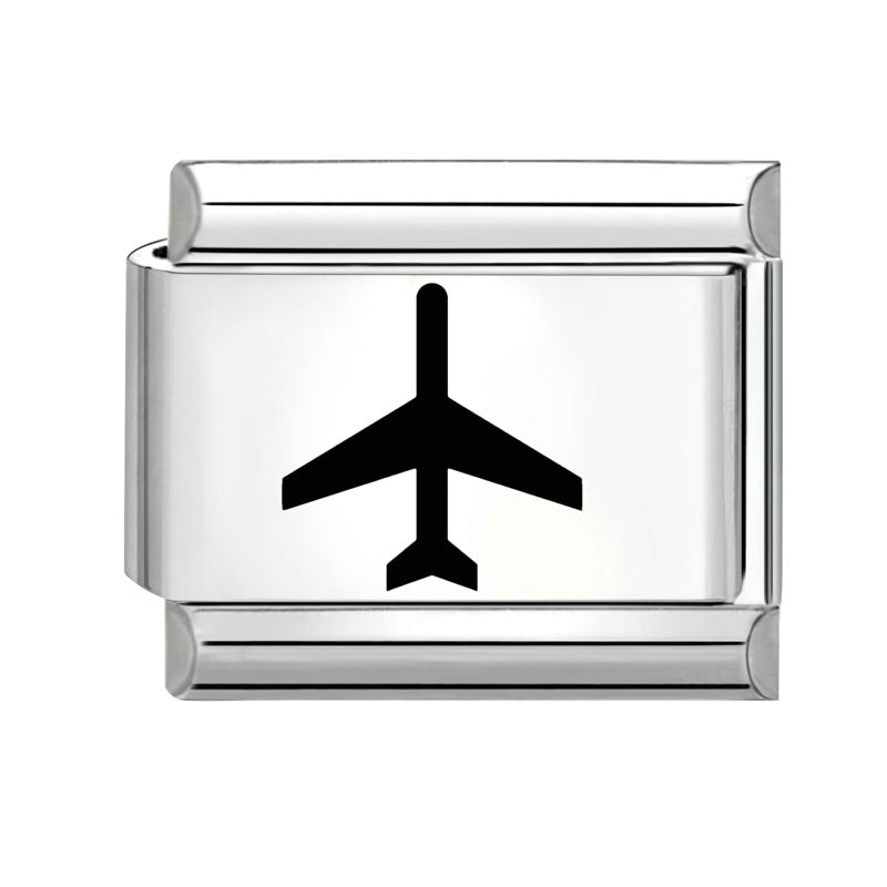 Wholesale Italian Charm Bracelet 9mm DIY Splicing Removable Black and White Lettering Stainless Steel Composable Bracelet