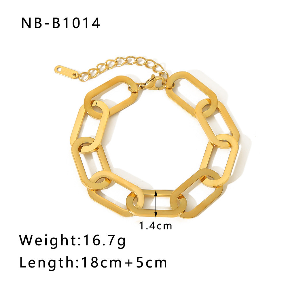 Wholesale Thick Chain Punk Style Stainless Steel 24K Gold Hand Braided Chain Bracelet ACC-BT-Xiny011