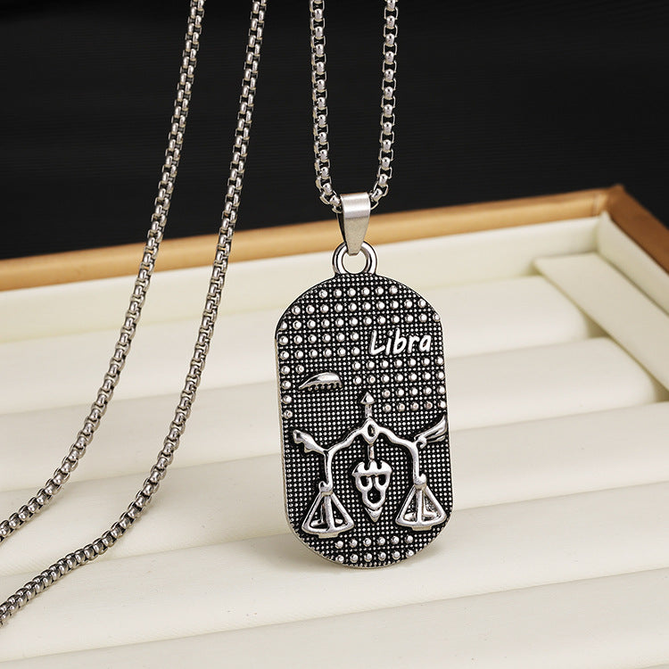 Wholesale Titanium Steel 12 Constellation Necklace  Personality All-match Retro Necklaces