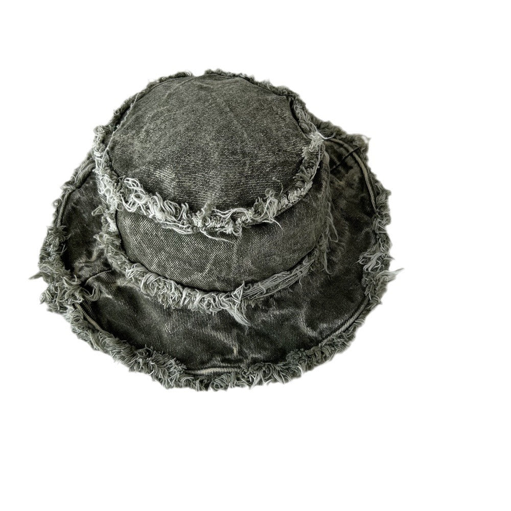 Wholesale washed old frayed double-sided basin hat bucket hat