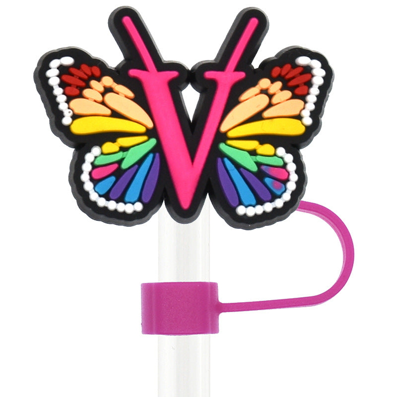 Wholesale 100pcs Random 100pcs Butterfly 10mm PVC Soft Straw Tube Cap