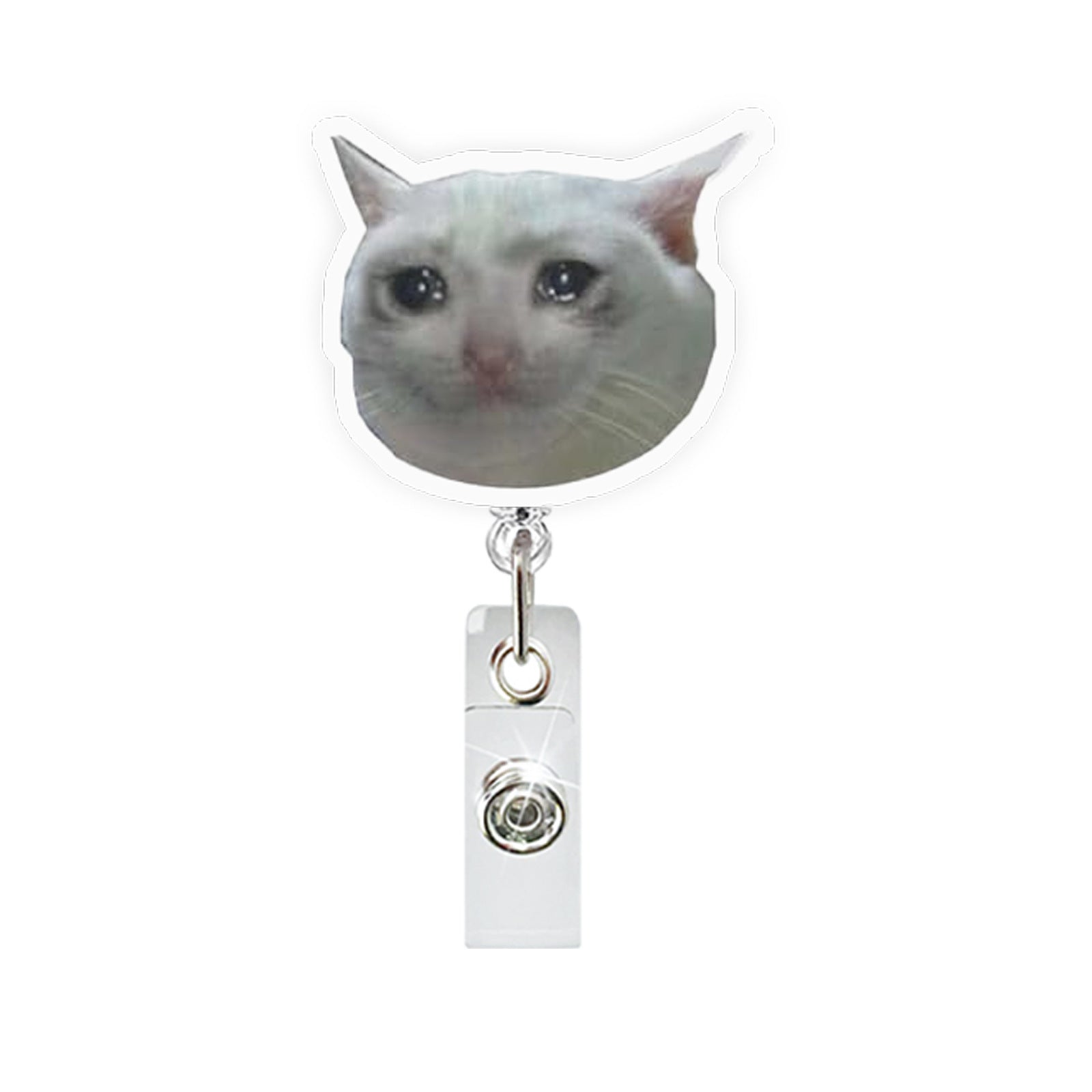 Wholesale Funny Cat Emoticon Acrylic Retractable Badge Reel for Party Gift