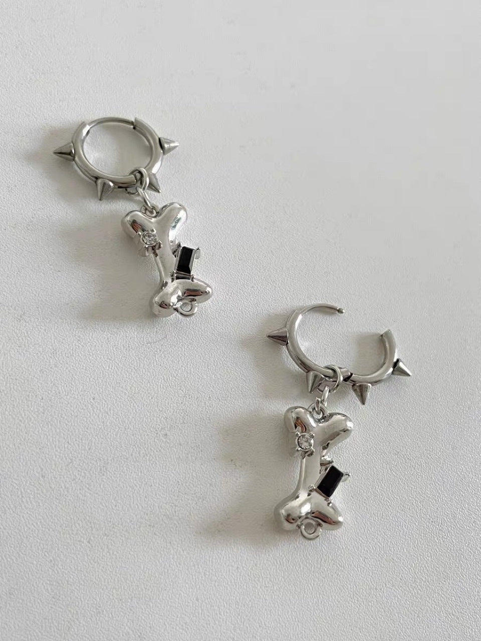 Wholesale Stainless Steel Punk Bone Rivet Earrings
