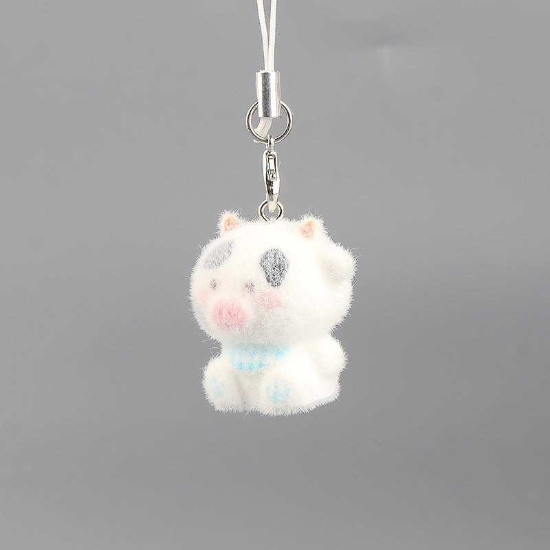 Wholesale Able flocked cow keychain