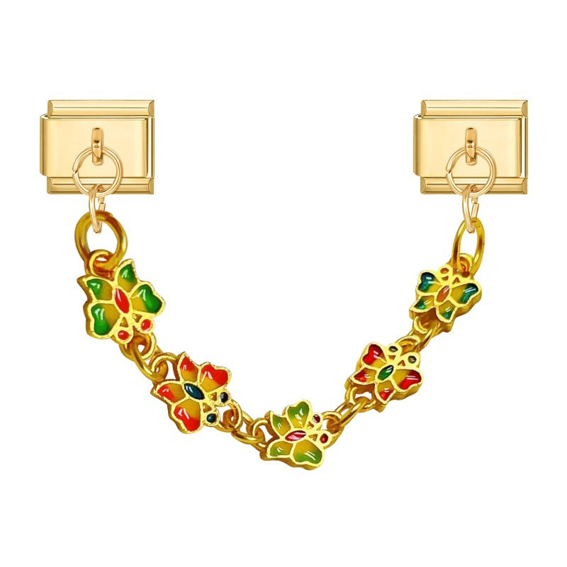 Wholesale Italian Charm Bracelet 9mm DIY Splicing Double Pendant  Stainless Steel Composable Bracelet