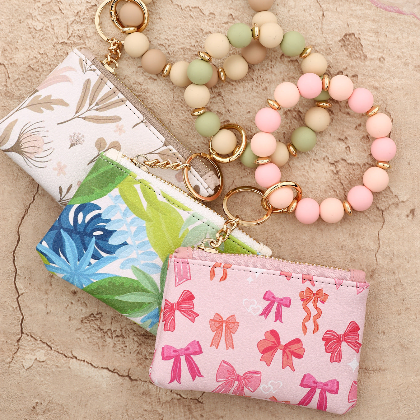 Wholesale Clutch Silicone Bead Bracelet  Wristlet Keychain