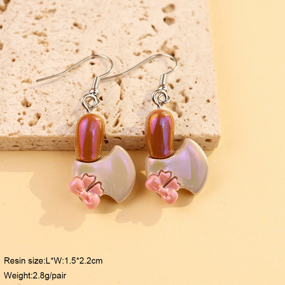 Wholesale fun mini electroplating knife shovel axe spoon fork earrings