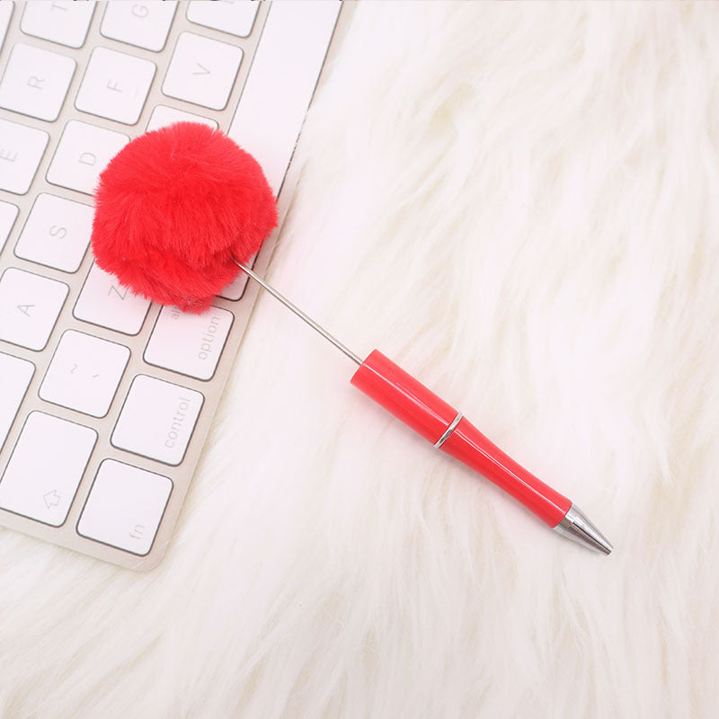 Wholesale Pom Pom Beadable Pen Leopard Print Hair Ball DIY Beaded Ballpoint Pen ACC-PN-CY003
