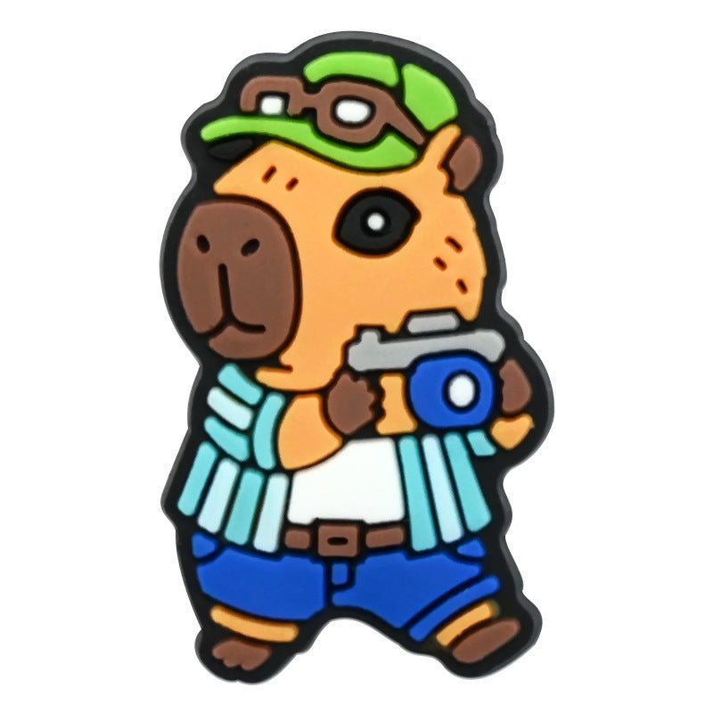 Wholesale   Random 100pcs Cute capybara PVC Soft Rubber Shoe Buckle Decoration