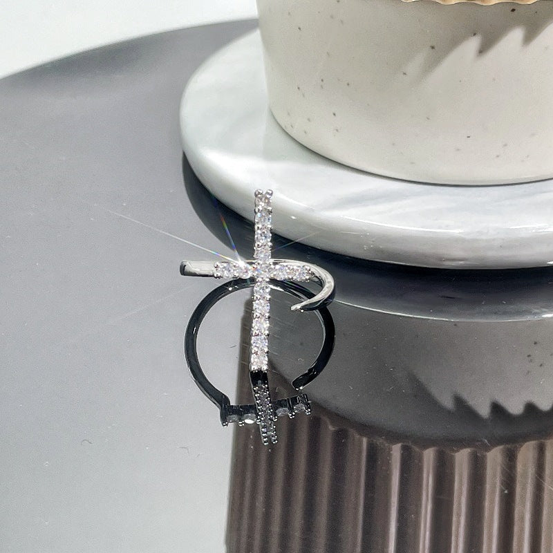 Wholesale  retro cross punk dark personality open ring