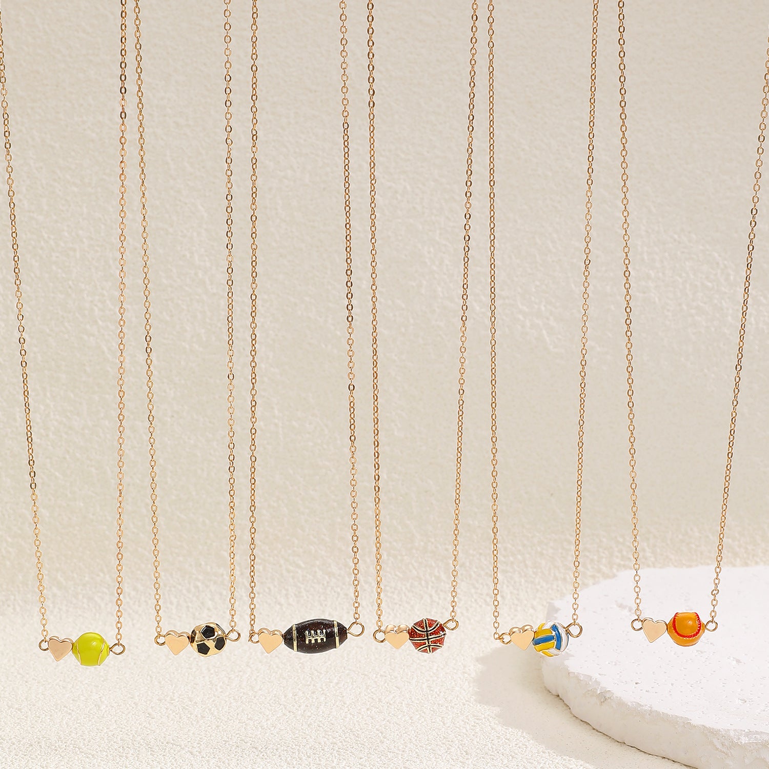 Wholesale Love Basketball Necklace Sports Style Rugby Volleyball Baseball Necklace