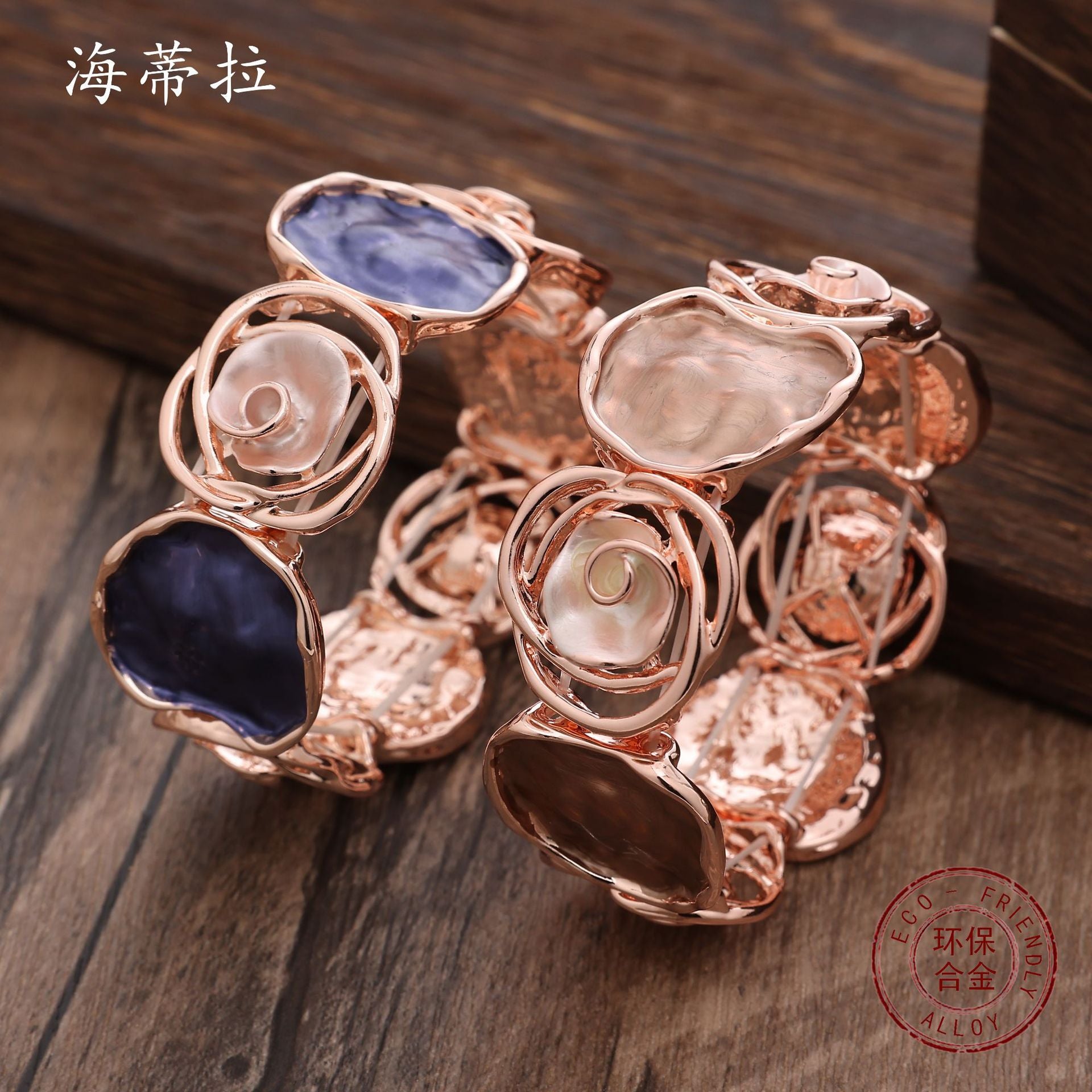 Wholesale  Color Painting Oil Geometry Rose Elastic Bracelet