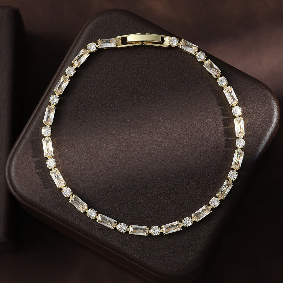 Wholesale Silver Plated Zircon Bracelet White Pink Geometric Women Fashion Accessory for Resale