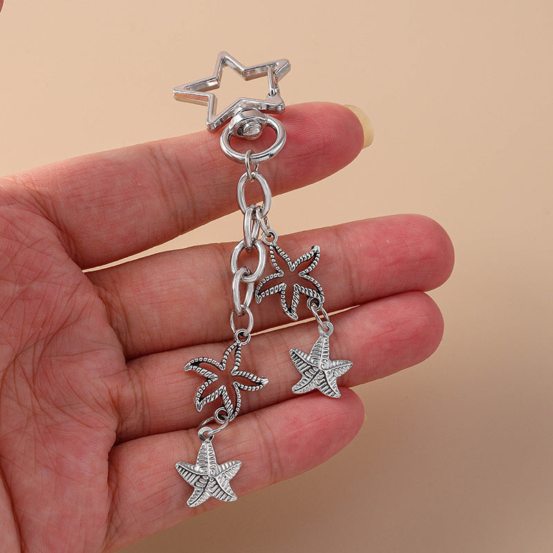 Wholesale vintage fashion trend starfish shell keychain personality summer beach pendant ornaments