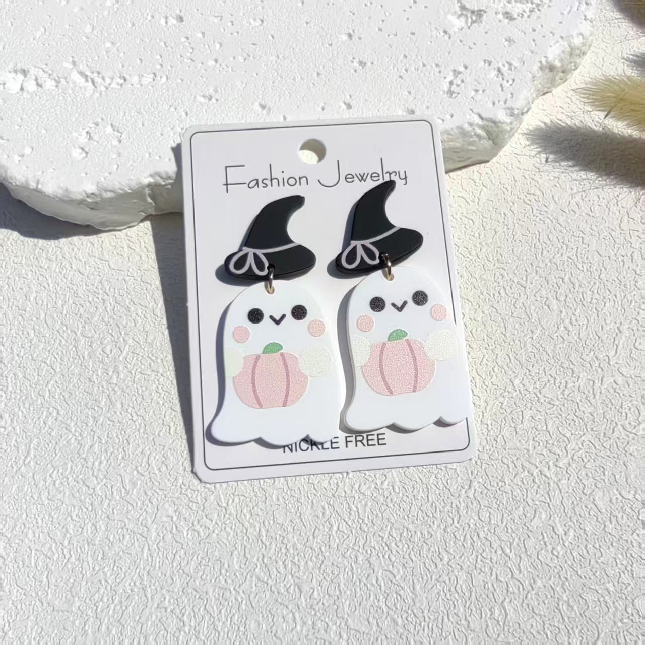 Wholesale  Boo Ghost Witch Hat Zebra Print Acrylic Earrings Party Gift