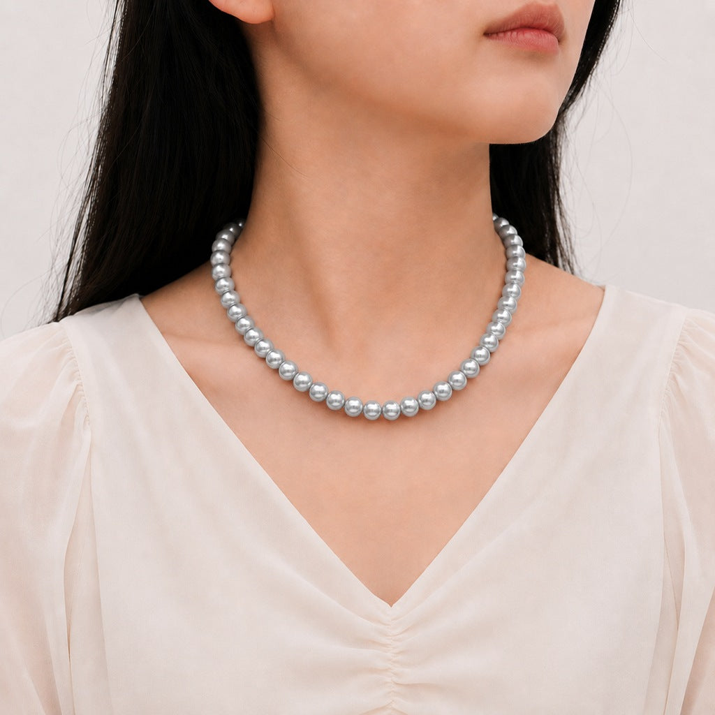 Wholesale Stylish White Faux Pearl Necklace For Women Elegant Cheongsam Collarbone Chain Gift Jewelry Accessory