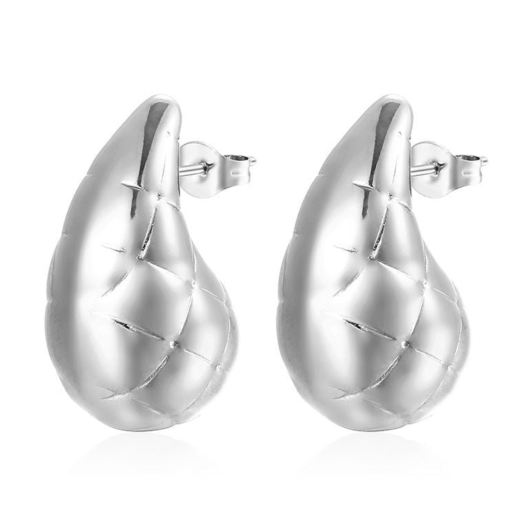 Wholesale Extra Large Teardrop Hollow Stainless Steel Earrings Gold Plated Fashion Accessory for Boutique Resale