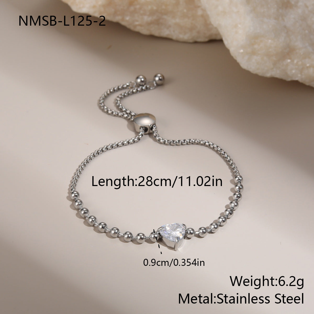 Wholesale Stainless steel heart and star geometric zircon bracelet