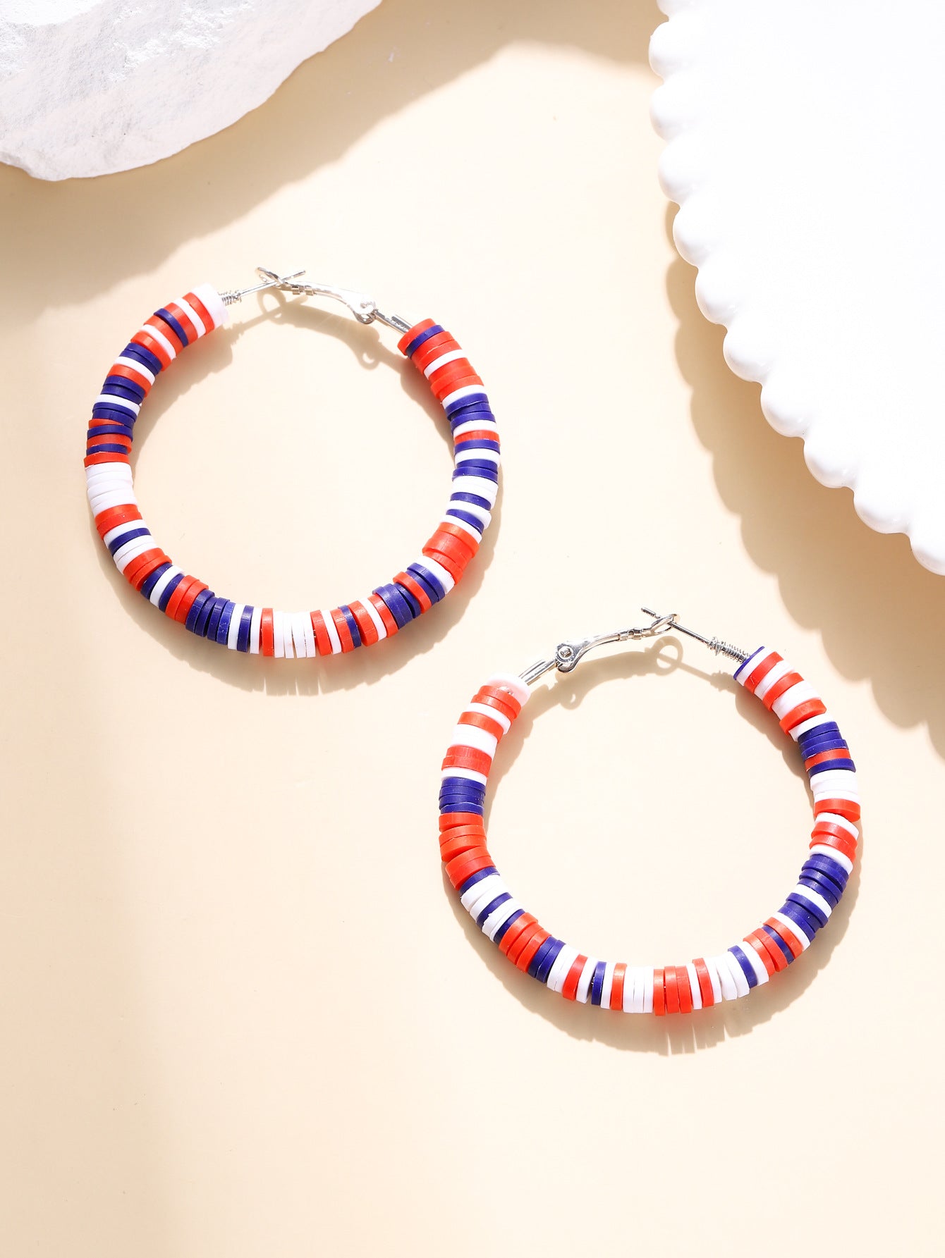 Wholesale Independence Day Jewelry Earrings Set Bohemian Round Soft Pottery Exaggerated Earrings