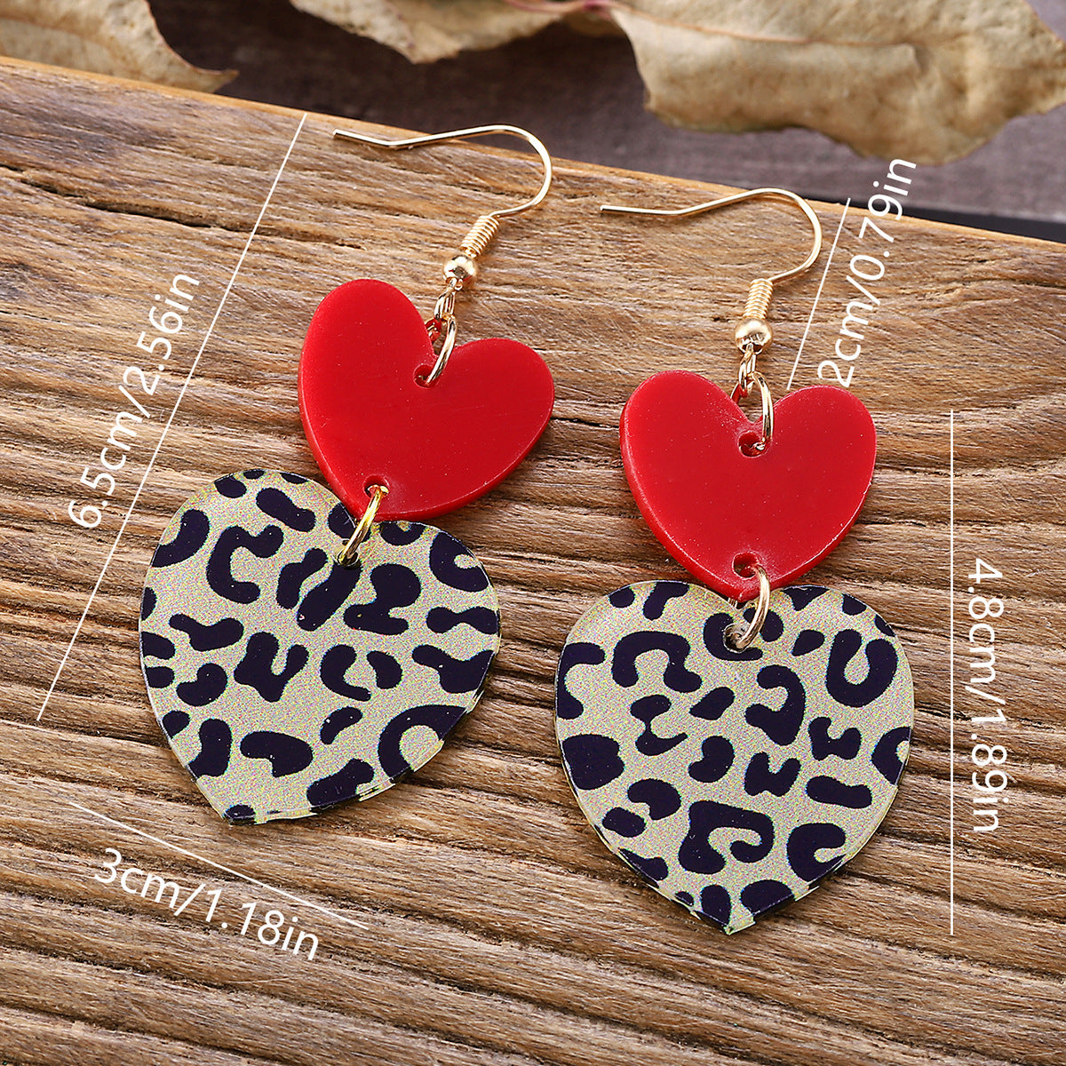 Wholesale Valentine's Day Love Leopard Print Stitching Pendant Earrings
