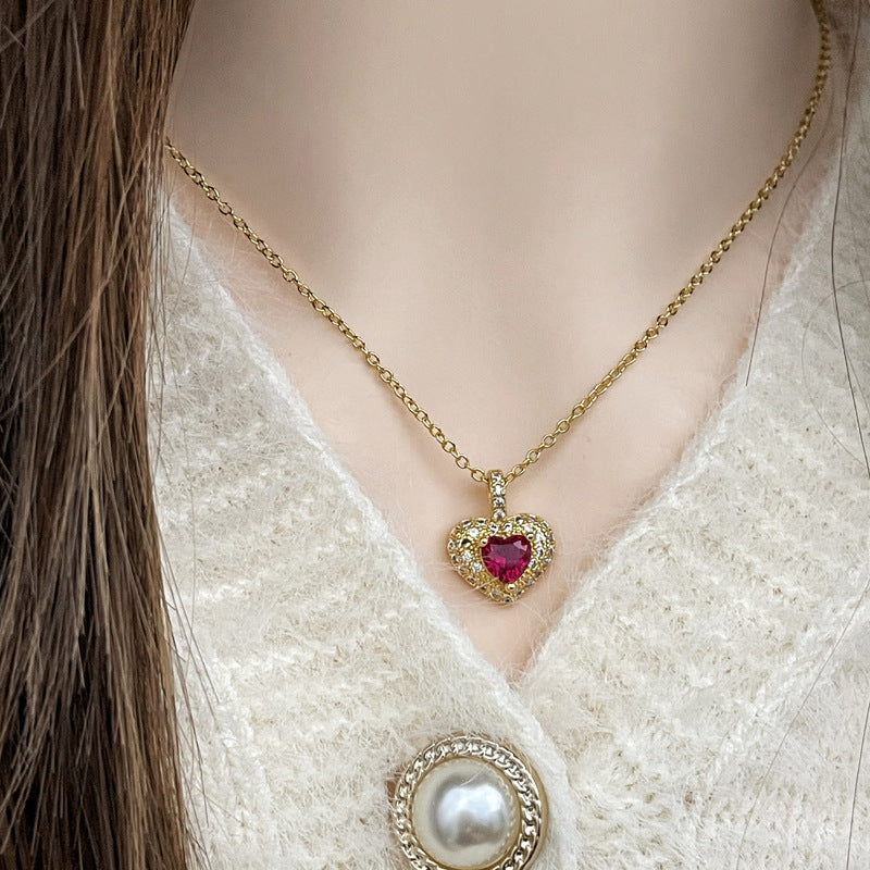 Wholesale inlaid brushed love necklace