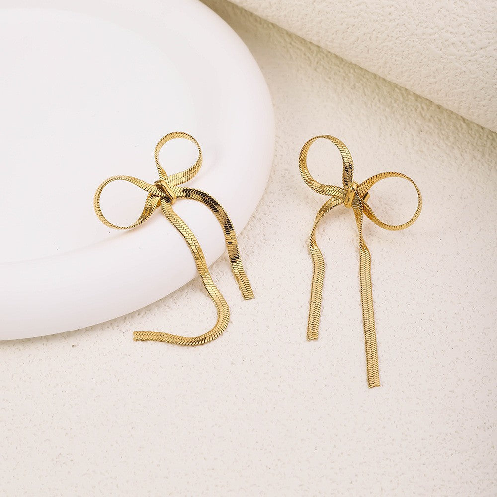 Wholesale Love Mirror Tassel Stainless Steel Earrings