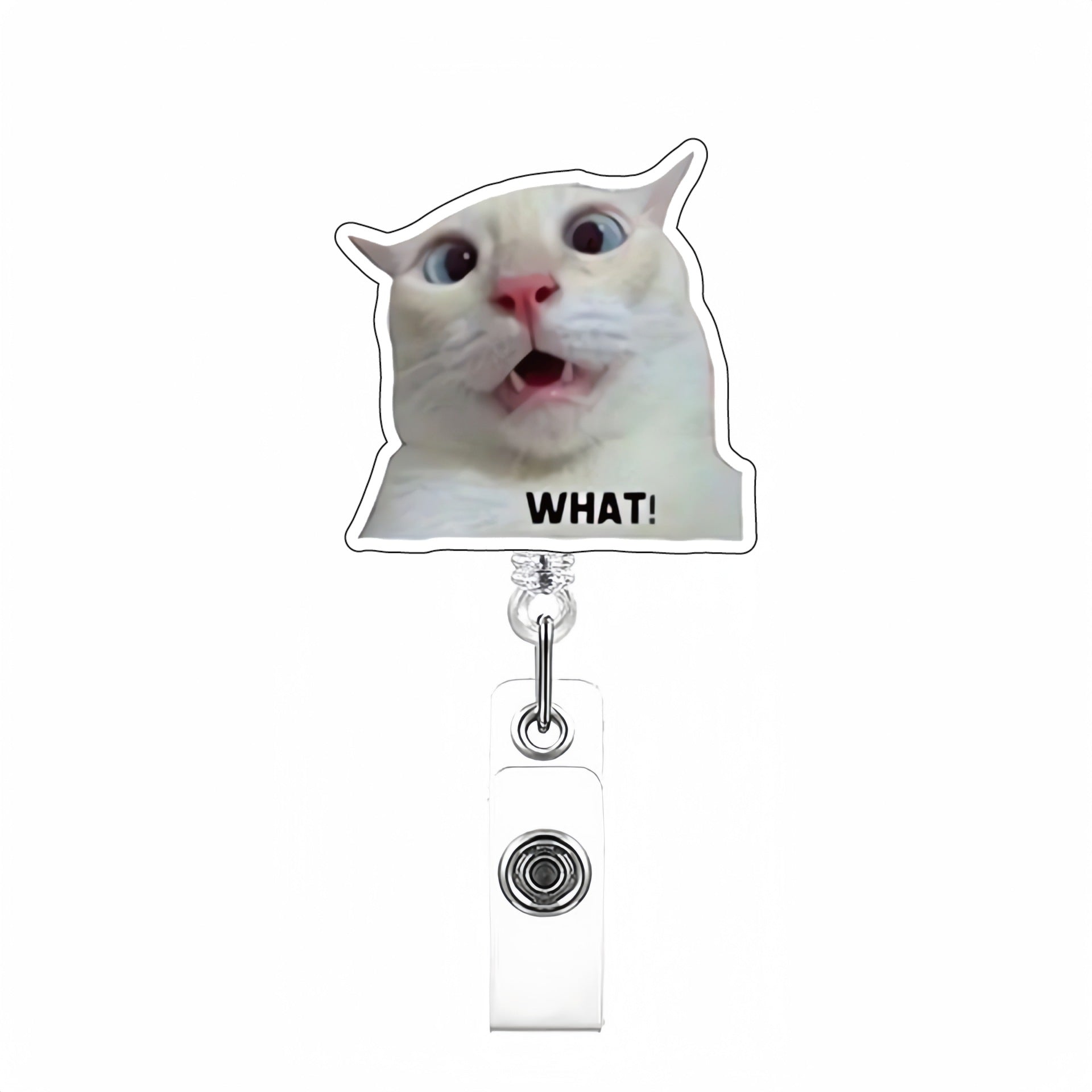 Wholesale Cute Cat Acrylic Retractable Rotating Badge Keychain