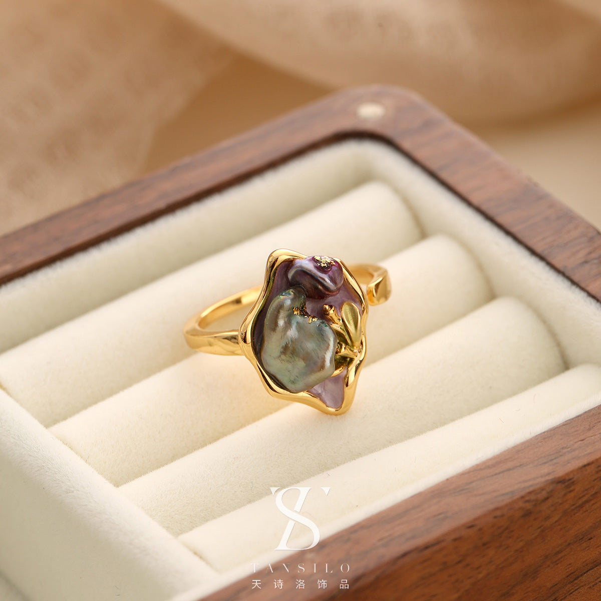 Wholesale Real Pearl Butterfly Ring Opening Ring Adjustable Non-fading Index Finger Ring