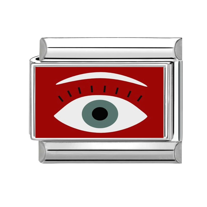 Wholesale 9mm Italian Charm Starter Bracelets DIY Red Evil Eye Stainless Steel Composable Bracelet