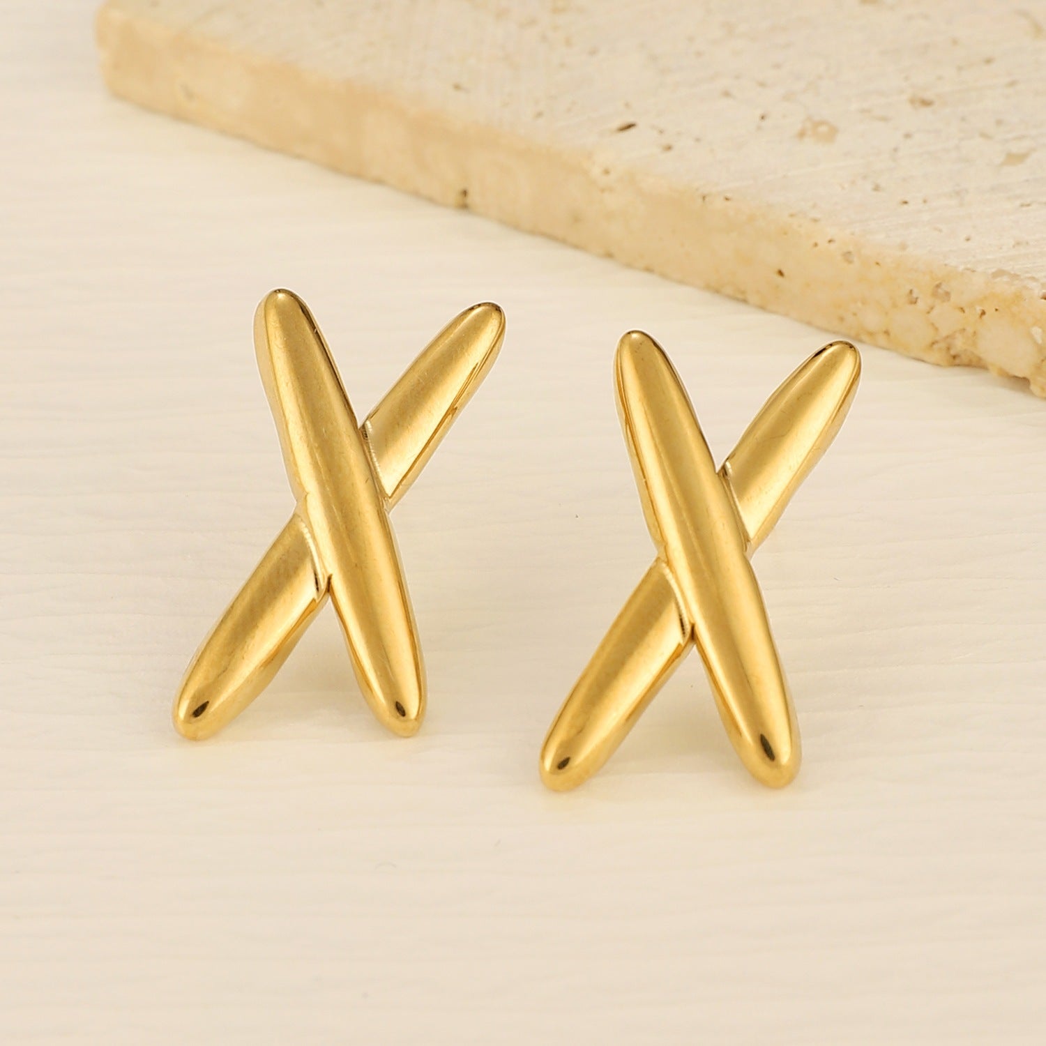 Wholesale Vintage French Geometric Irregular Drop Earrings for Women,  Stainless Steel Gold Plated Trendy Fashion Accessory Gift