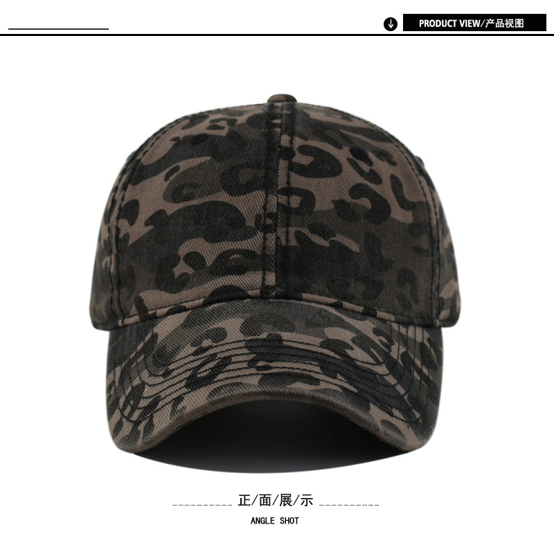 Wholesale  Washed Leopard Print Camouflage Baseball Cap