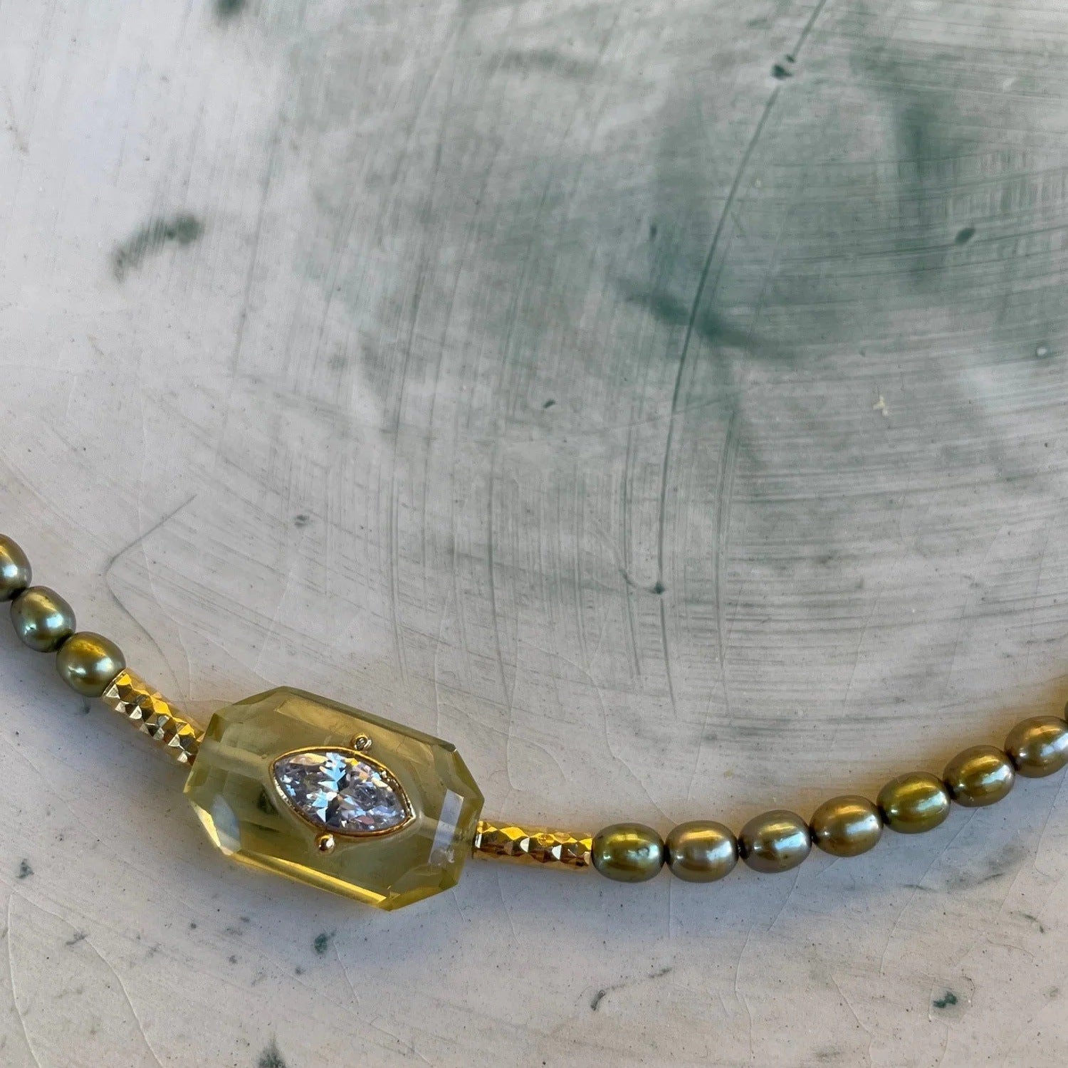 Wholesale Fashion Evil Eye Zircon Bead Necklace Gold Plated Copper Purple Jewelry Accessory