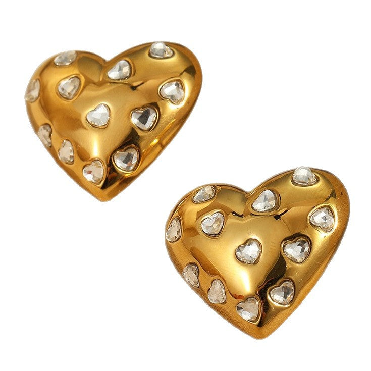Wholesale Heart Earrings Stainless Steel Plated 18K Gold Earrings