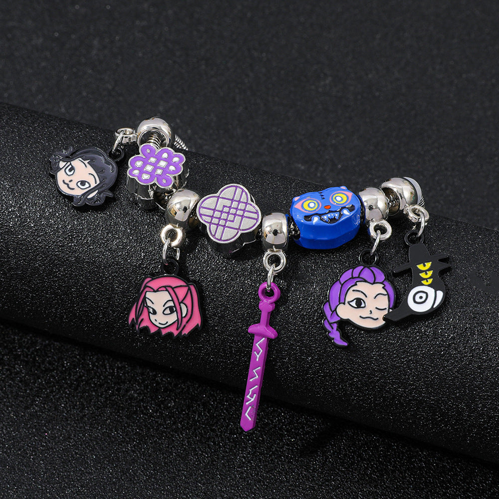 Wholesale Kpop anime DIY beaded alloy oil drop bracelet