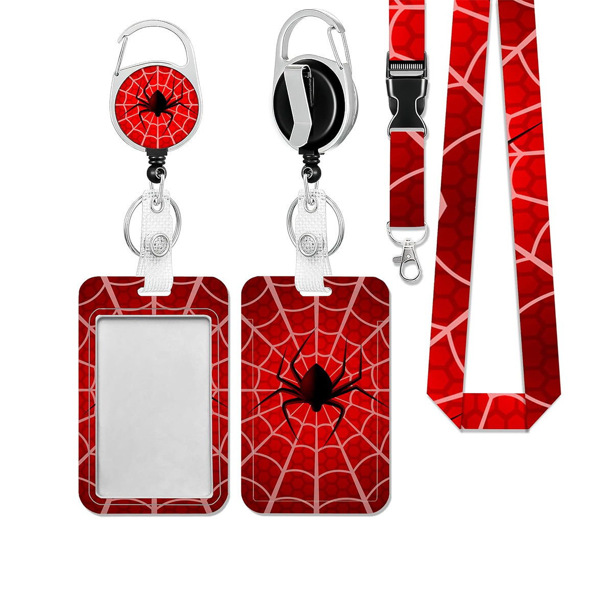 Wholesale  Web Style Badge Holder with Detachable Lanyard,  Stylish Epoxy Buckle Design,  Fashion Accessory for Everyday Use